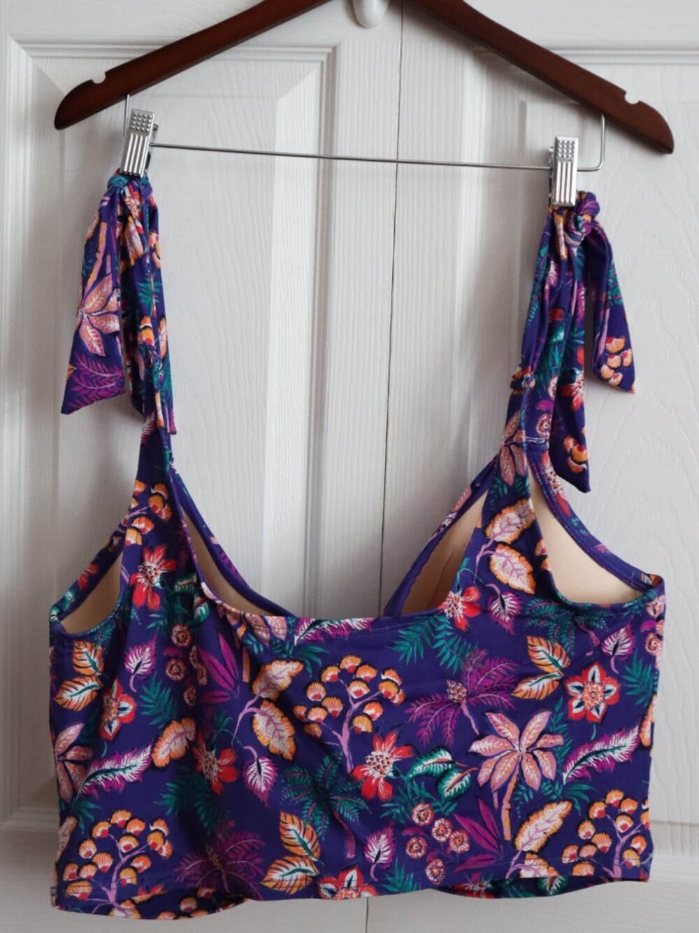 Swimsuits For All Bikini Top Sz 42G 3X Built in Underwire Bra Tie Straps Floral - Picture 4 of 7